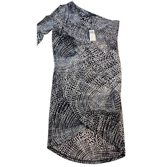 NWT BCBG one arm geometric black white formal chic size S midi dress Asymmetric - Picture 4 of 9
